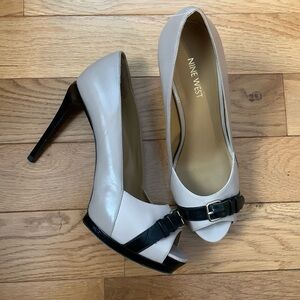 Nine West open toe heels. 3” in size 8.5